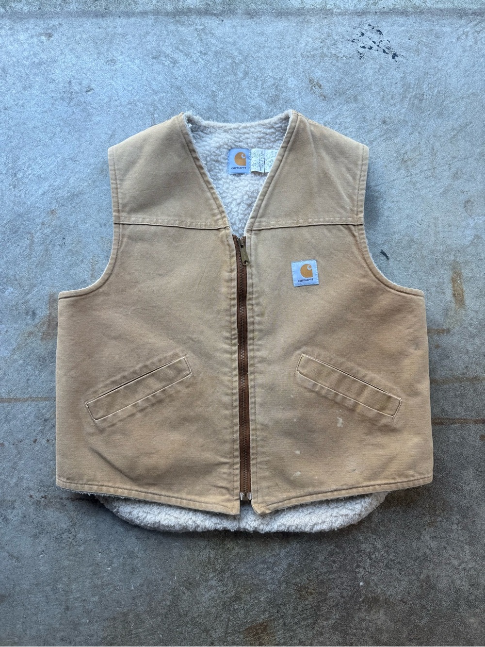 Carhartt Tan Sherpa-Lined Vest - Durable Warmth